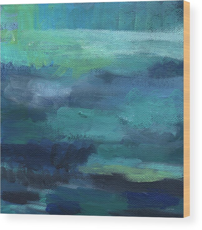 Blue Wood Print featuring the painting Tranquility- abstract painting by Linda Woods