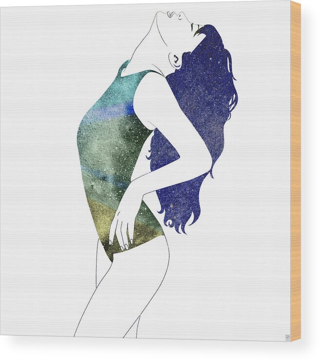 Woman Wood Print featuring the digital art Delight by Stevyn Llewellyn