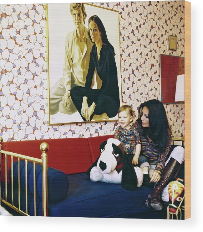 1970s Style Wood Print featuring the photograph Diane Von Furstenberg With Her Son by Horst P. Horst