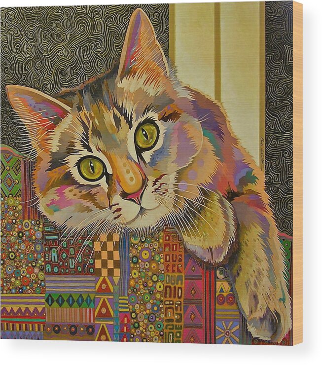 Feline Art Wood Print featuring the painting Diego by Bob Coonts