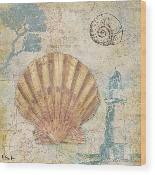 Wood Wood Print featuring the painting Discovery Shell II by Paul Brent
