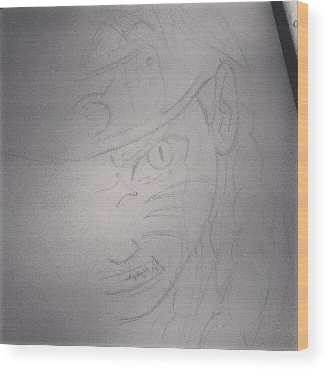 Doing A Half Face Drawing Of Naruto Wood Print