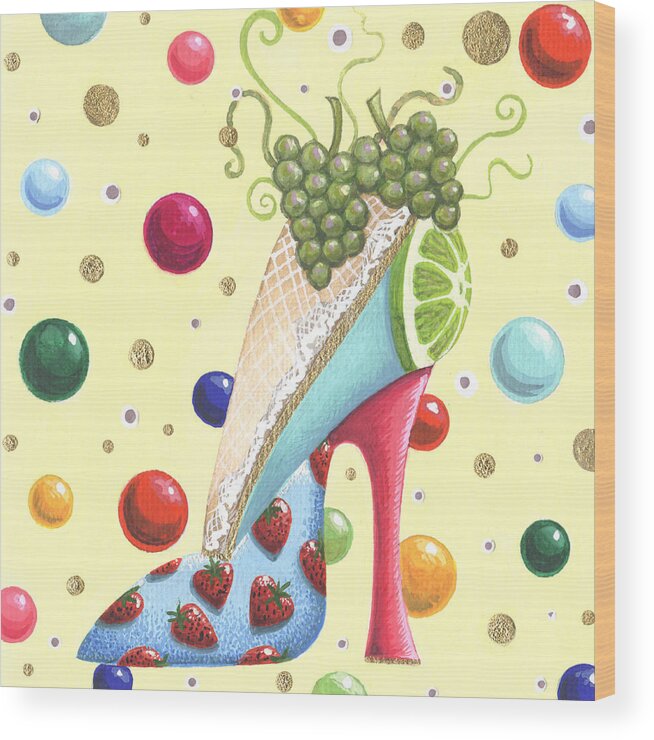 Shoes Wood Print featuring the painting Dolores by Deborah Runham