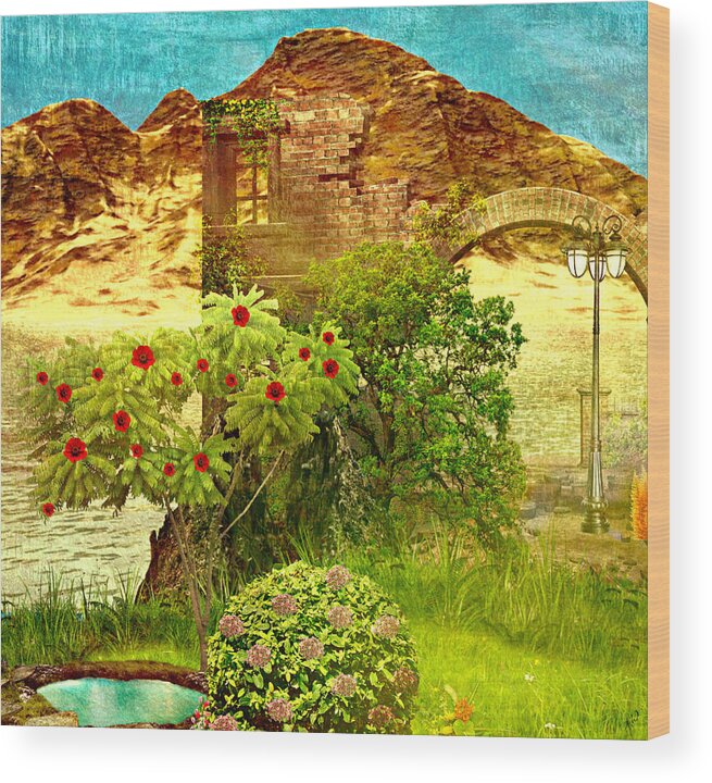 Landscape Art Wood Print featuring the painting Dream Land by Ally White