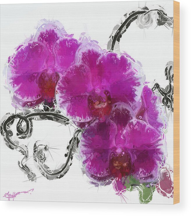 Anthony Fishburne Wood Print featuring the digital art Dreamy Orchids by Anthony Fishburne