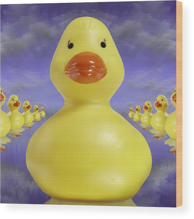 Fun Art Wood Print featuring the photograph Ducks In A Row 3 by Mike McGlothlen