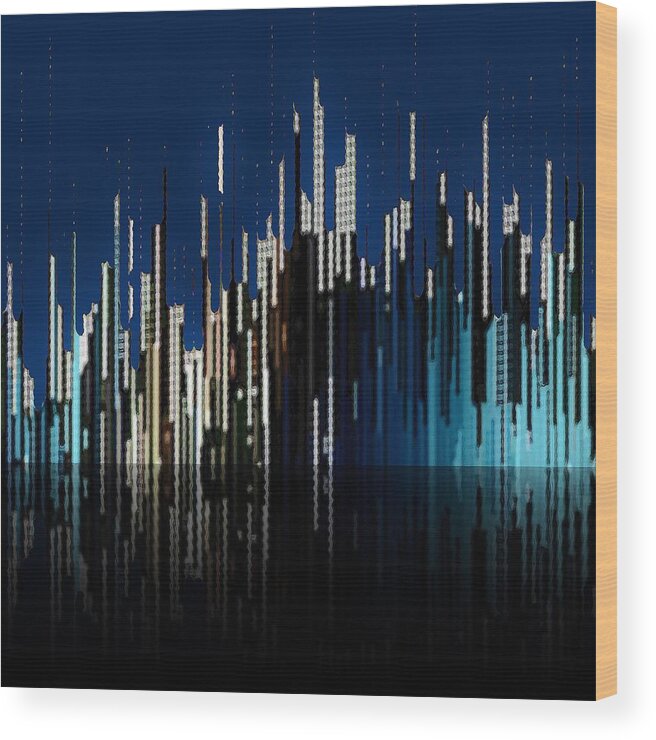 Cityscape Wood Print featuring the digital art Dusk by David Manlove