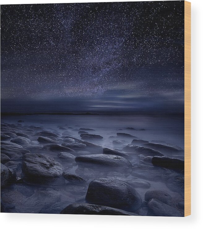 Night Wood Print featuring the photograph Echoes of the unknown by Jorge Maia