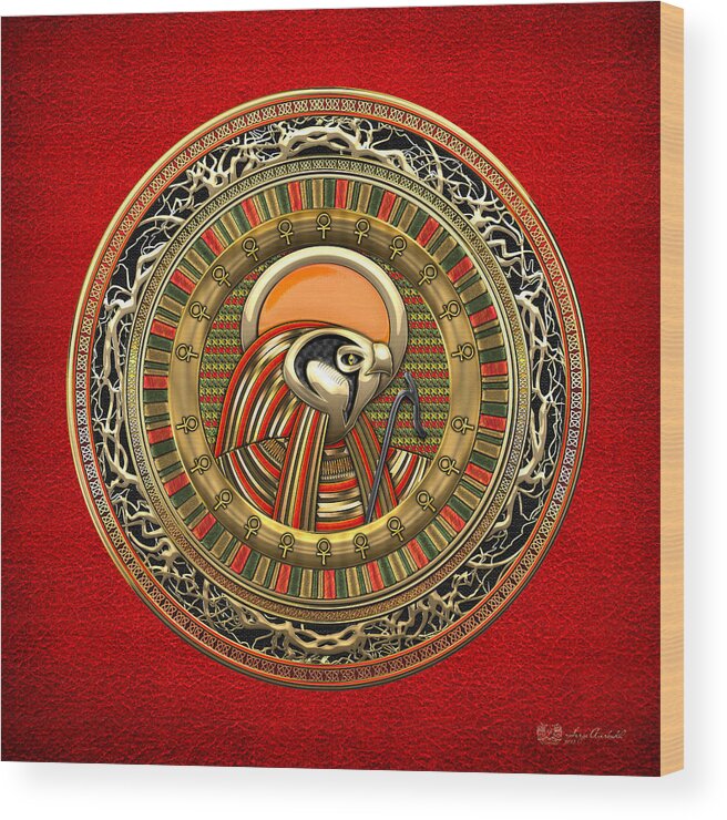 'treasure Trove' Collection By Serge Averbukh Wood Print featuring the digital art Egyptian Sun God Ra by Serge Averbukh