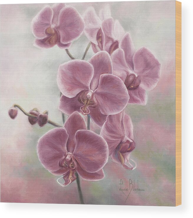 Orchids Wood Print featuring the painting Elegant Orchids by Lucie Bilodeau