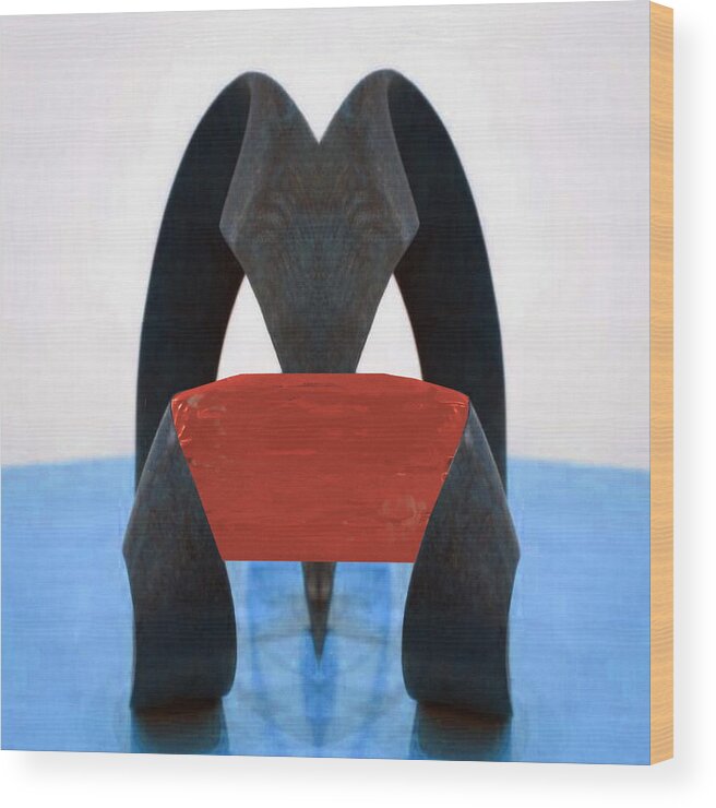Red Cushion Wood Print featuring the digital art Elephant Chair Red cushion by Mary Russell