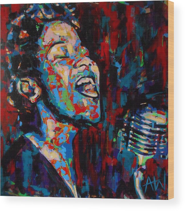 Art Wood Print featuring the painting Ella Fitzgerald by Angie Wright
