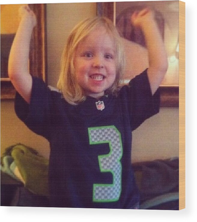 12s Wood Print featuring the photograph Ella Loves Her Wussell Wilson #seahawks by Nathan Brend