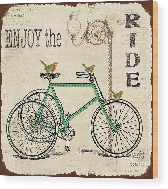 Digital Wood Print featuring the digital art Enjoy the Ride Bicycle Art by Jean Plout