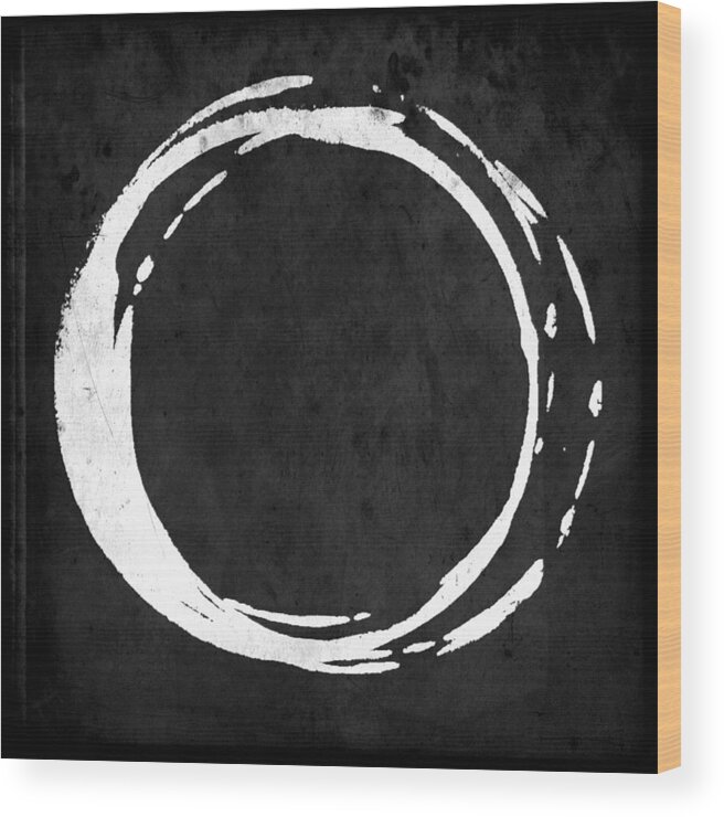 Black Wood Print featuring the painting Enso No. 107 White on Black by Julie Niemela