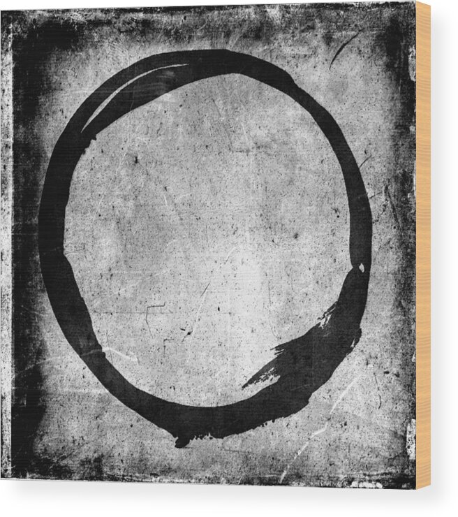 Black Wood Print featuring the painting Enso No. 109 Black on White by Julie Niemela