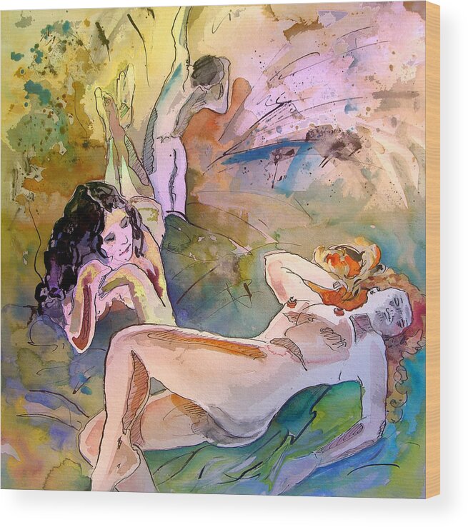 Erotic Wood Print featuring the painting Eroscape 1201 by Miki De Goodaboom