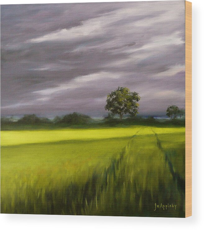 Fields Wood Print featuring the painting Escape by Jo Appleby