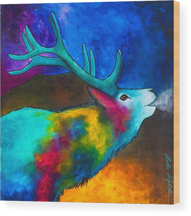 Acrylic Wood Print featuring the painting Evening Elk by Dede Koll