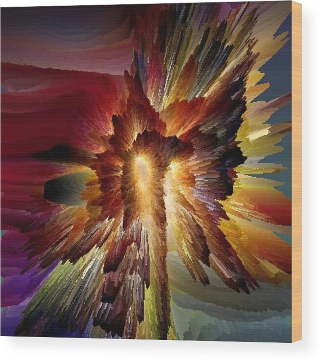 Color Explosion Wood Print featuring the digital art Explosion by Tina Vaughn