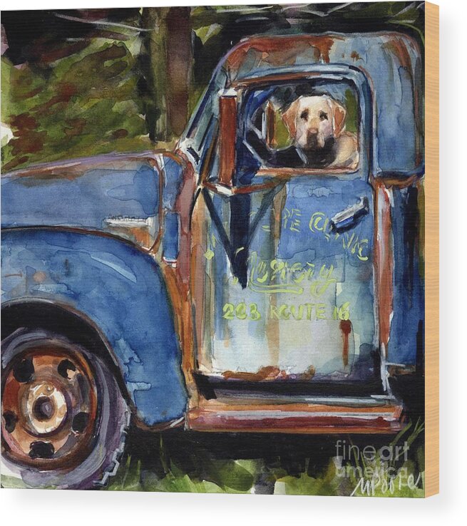 Dog Wood Print featuring the painting Farmhand by Molly Poole
