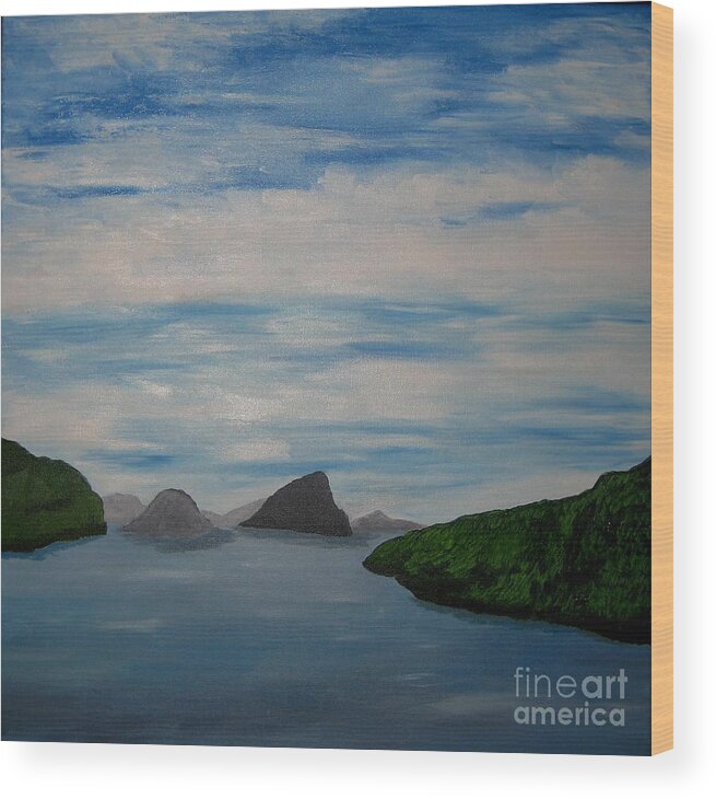 Water Wood Print featuring the painting Faroy Islands by Susanne Baumann