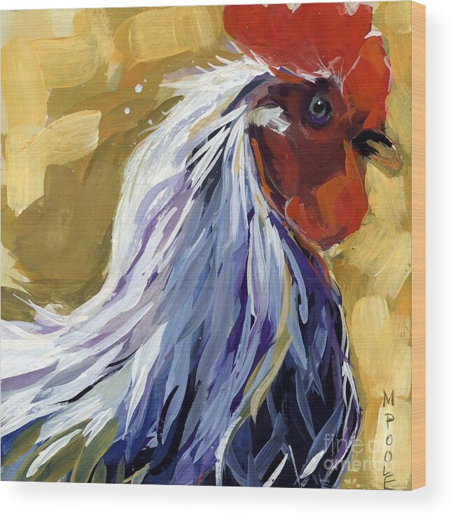 Chicken Wood Print featuring the painting Feather by Molly Poole