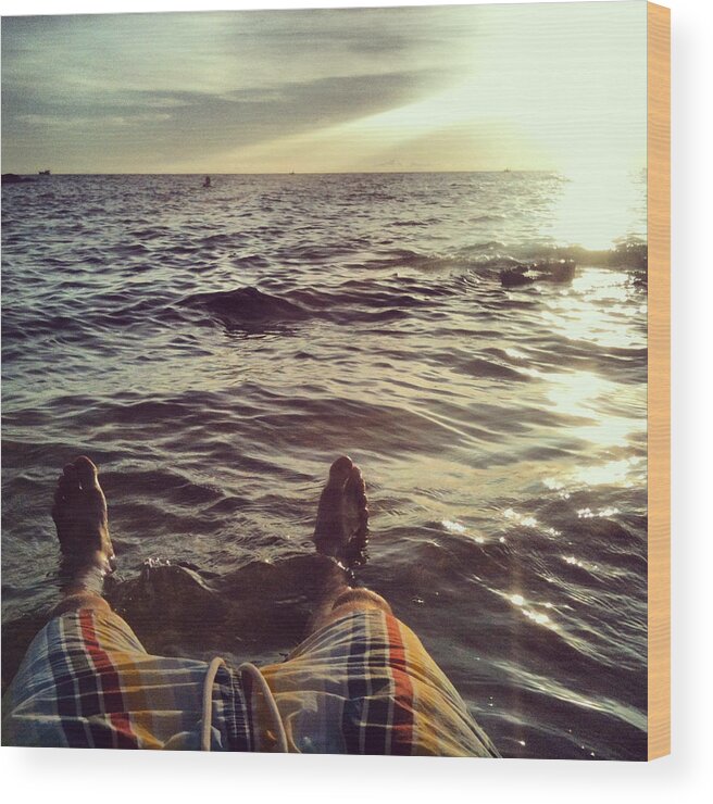 People Wood Print featuring the photograph Feet In The Sea By The Beach by Lasse Kristensen