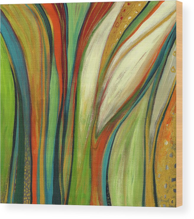 Abstract Wood Print featuring the painting Finding Paradise by Jennifer Lommers