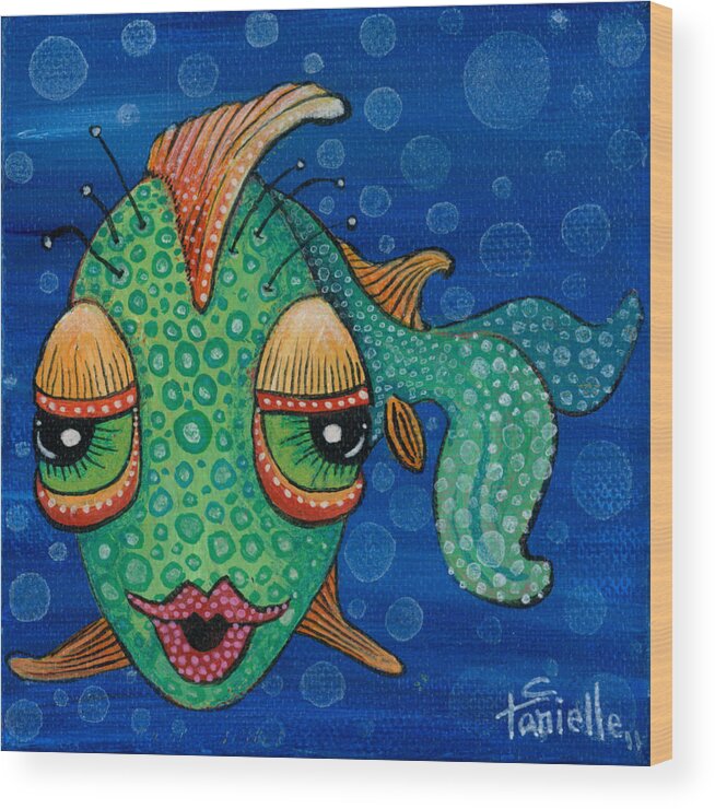 Fish Lips Wood Print featuring the painting Fish Lips by Tanielle Childers