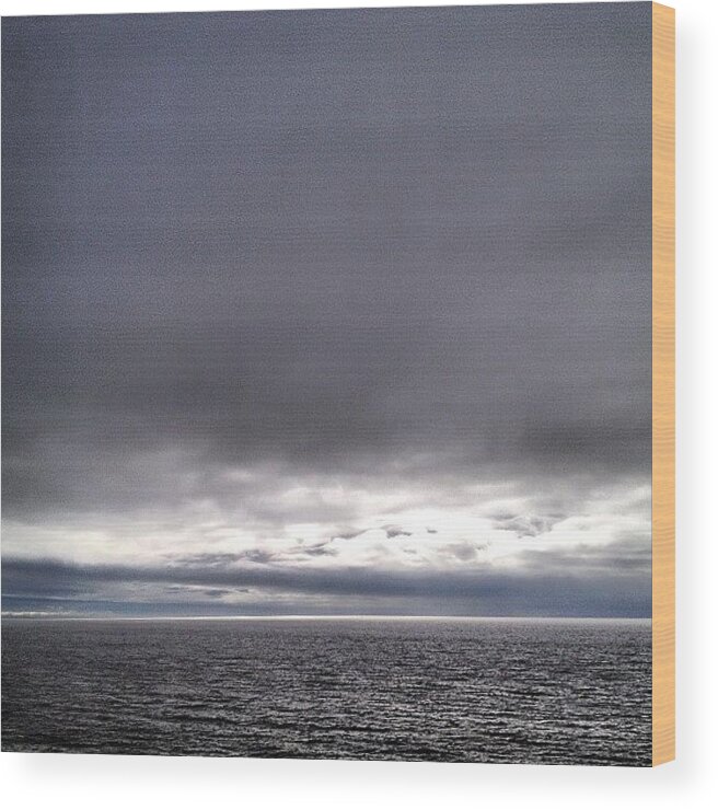 Sea Wood Print featuring the photograph Flat Grey #skies And A Flat Grey #sea by Ann Singer