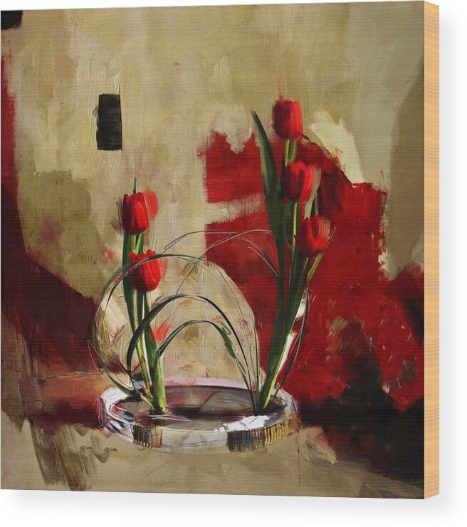 Flower Wood Print featuring the painting Floral 1 by Mahnoor Shah