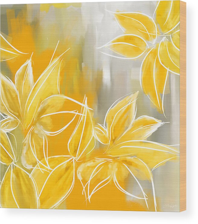 Yellow Wood Print featuring the painting Floral Glow by Lourry Legarde