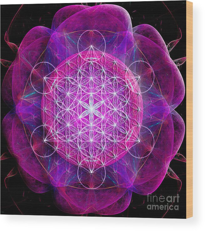 Flower Of Life Wood Print featuring the digital art Flower of life no two by Alexa Szlavics