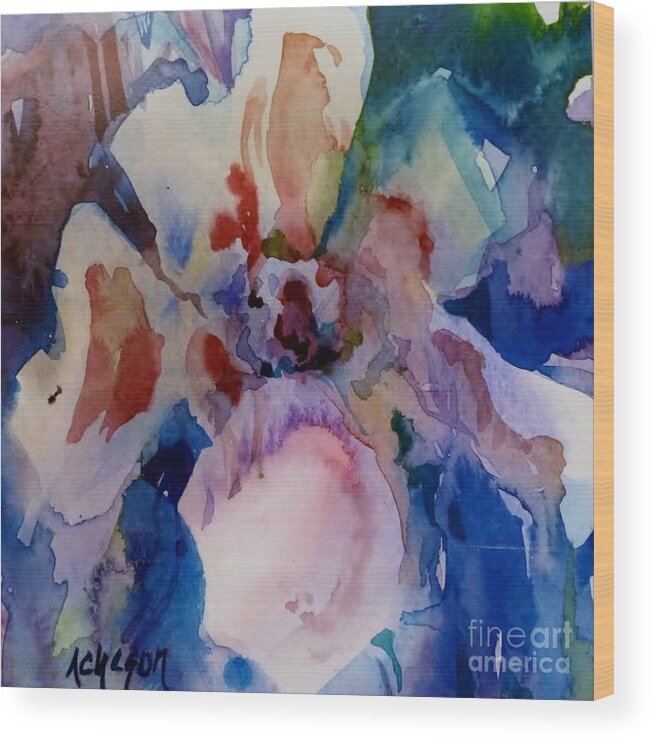 Hortensia Wood Print featuring the painting Flowery Abstract 2 by Donna Acheson-Juillet