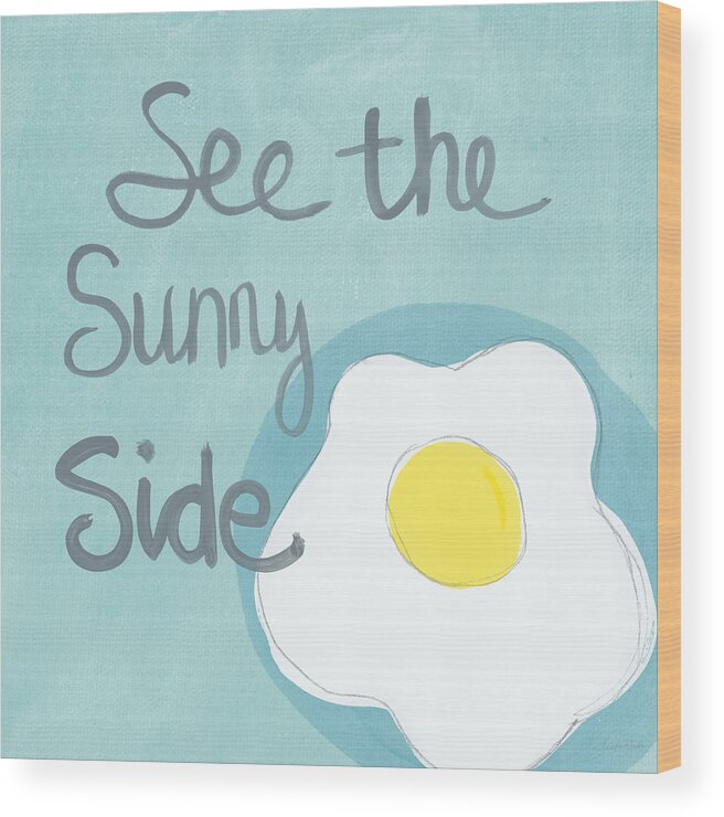 Egg Wood Print featuring the painting Food- Kitchen Art- Eggs- Sunny Side Up by Linda Woods