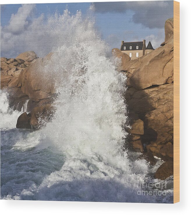 Heiko Wood Print featuring the photograph Force of Breaking Waves by Heiko Koehrer-Wagner