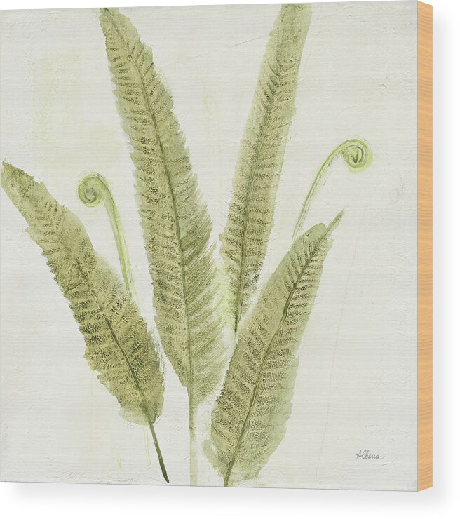 Ferns Wood Print featuring the painting Forest Ferns II by Albena Hristova