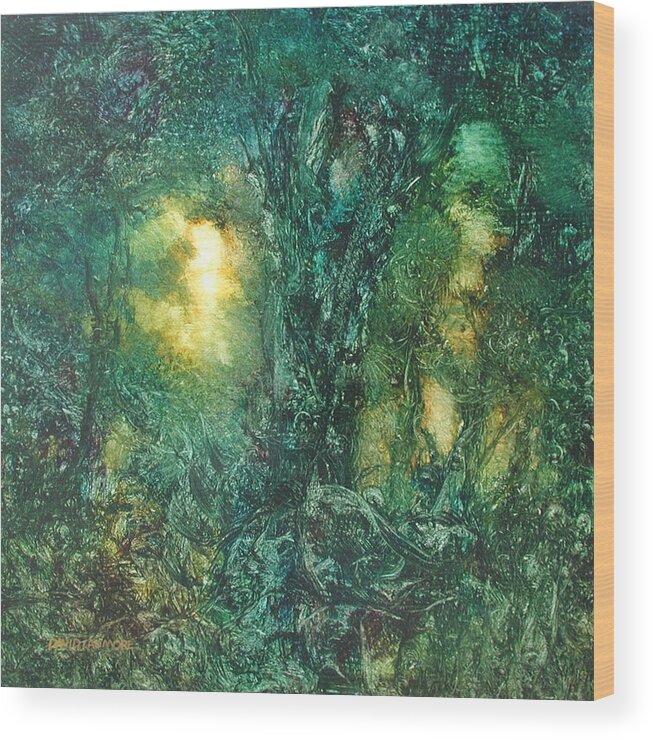 David Ladmore Wood Print featuring the painting Forest Light 28 by David Ladmore