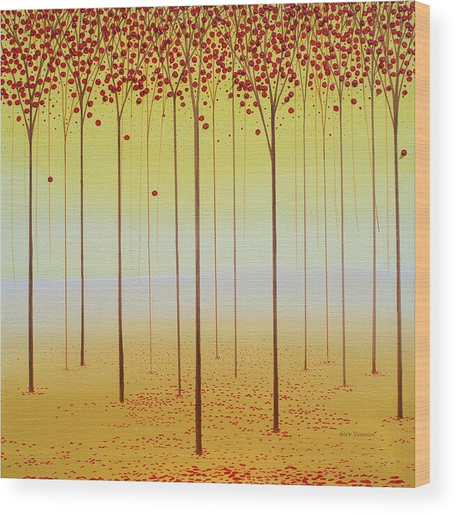 Abstract Wood Print featuring the painting Forest Memories by Herb Dickinson
