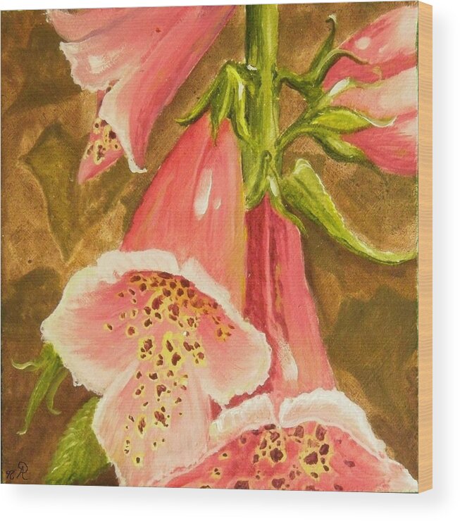 Flower Wood Print featuring the painting Foxy Foxglove of Williamsburg by Nicole Angell