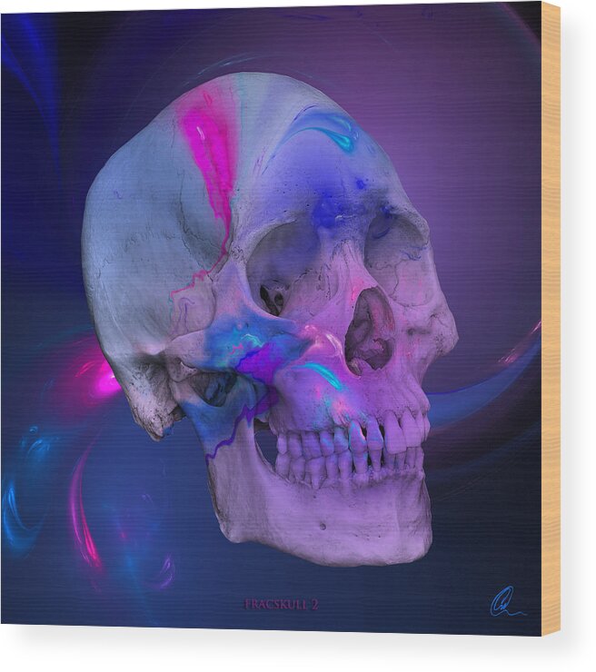 Skull Wood Print featuring the digital art Fracskull 2 by Chris Thomas