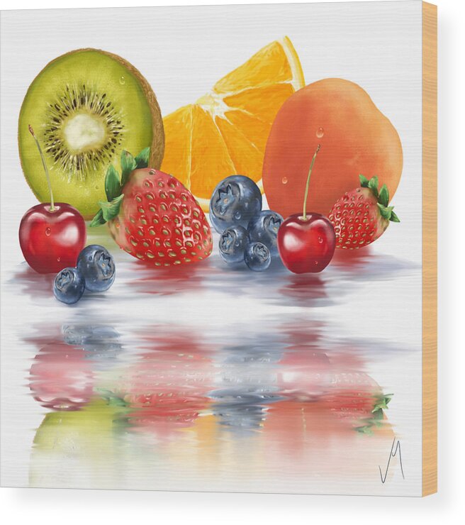 Fruits Wood Print featuring the painting Fresh fruits by Veronica Minozzi
