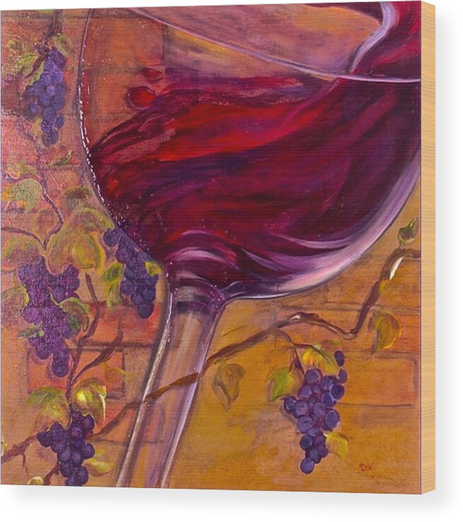 Wine Wood Print featuring the painting Full Body by Debi Starr