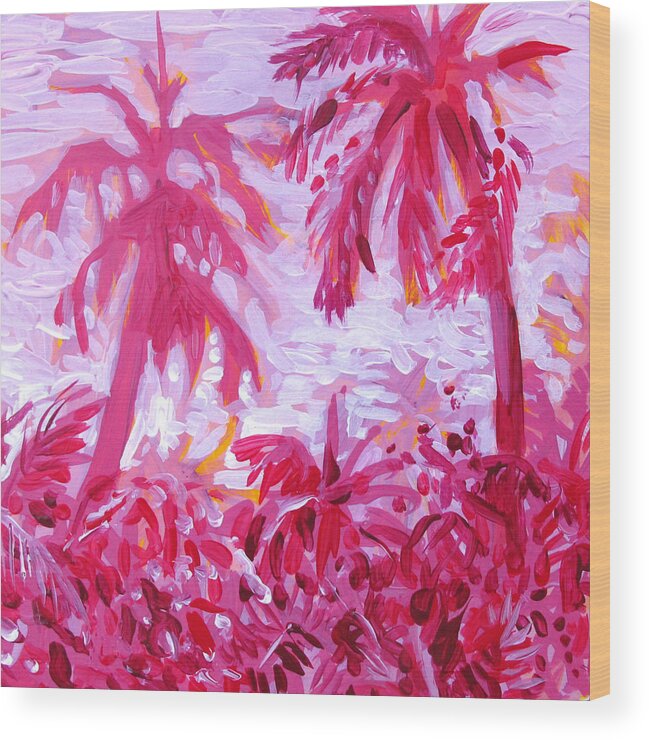 Pink Wood Print featuring the painting Fuschia Landscape by Tilly Strauss