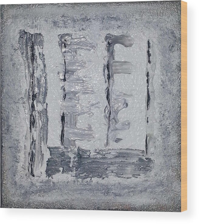 Abstract Painting Wood Print featuring the painting G2 - greys by KUNST MIT HERZ Art with heart