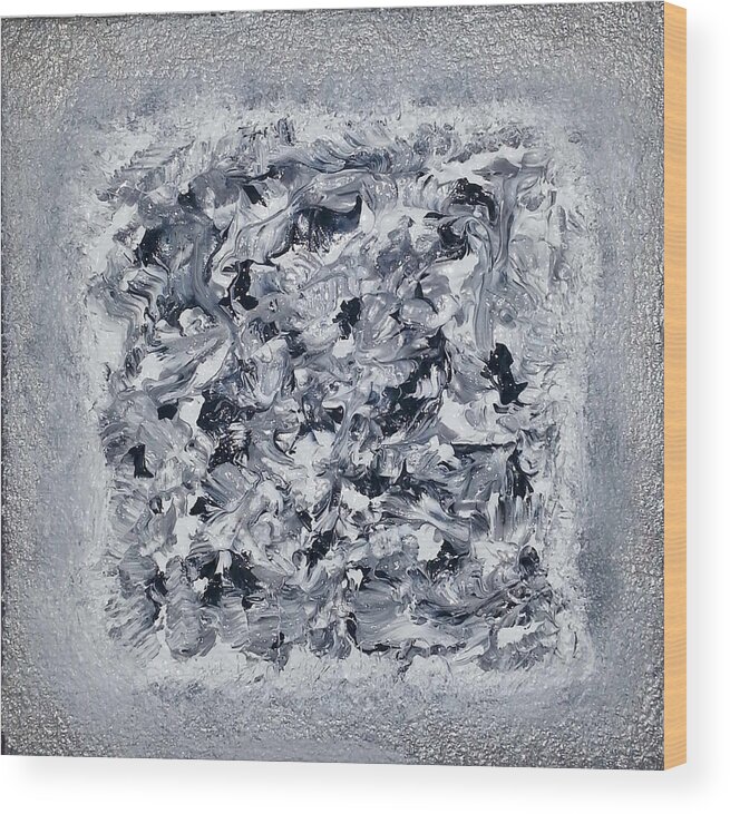 Abstract Painting Wood Print featuring the painting G4 - greys by KUNST MIT HERZ Art with heart