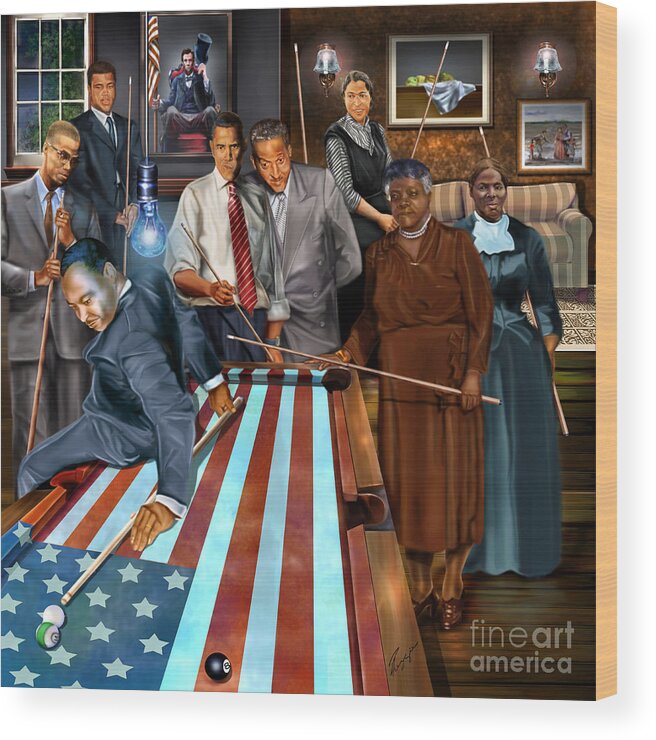Harriet Tubman Wood Print featuring the painting Game Changers and Table Runners P2 by Reggie Duffie