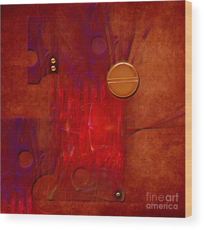 Square. Abstract Wood Print featuring the digital art Gear by Alexa Szlavics