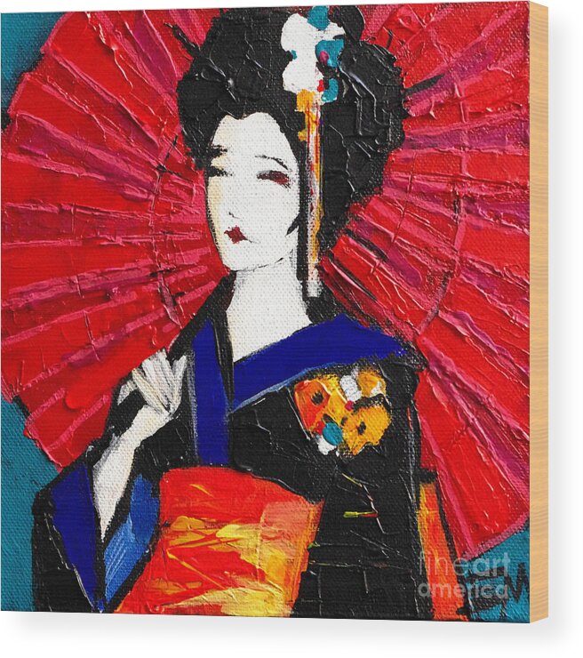 Geisha Wood Print featuring the painting Geisha by Mona Edulesco